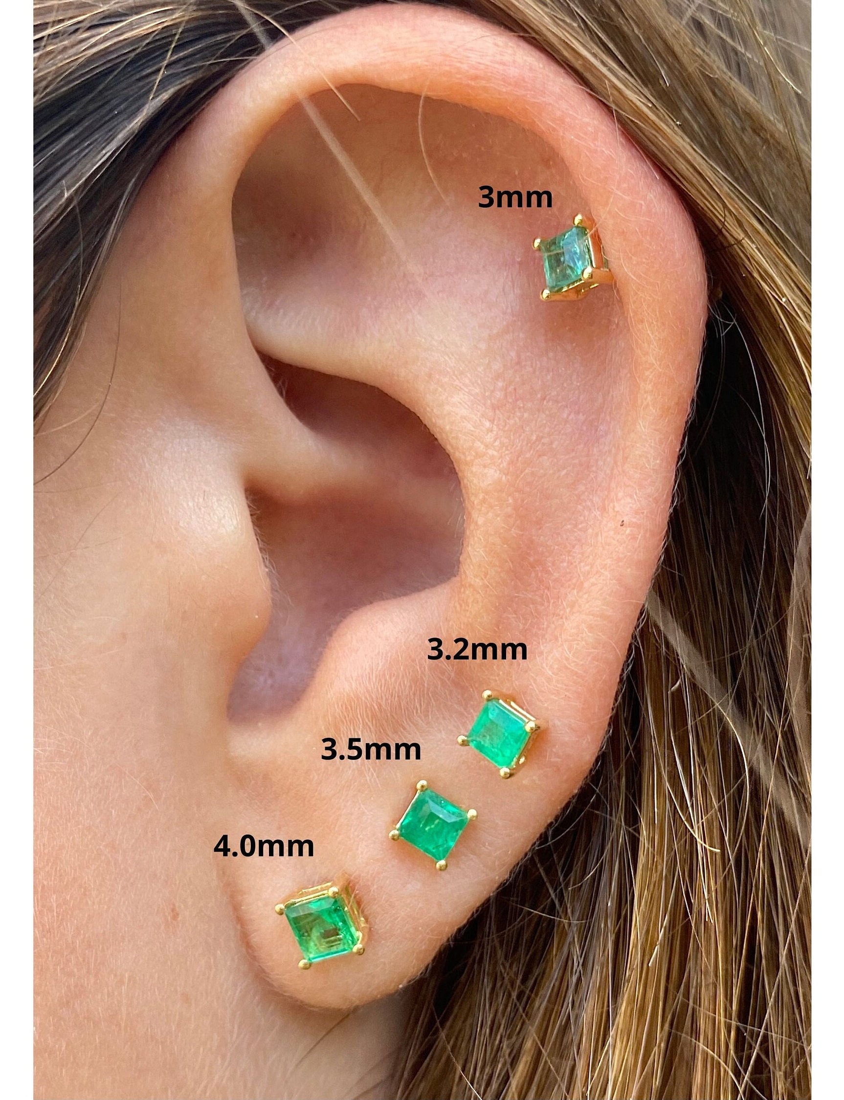 3mm emerald stud earrings deals
