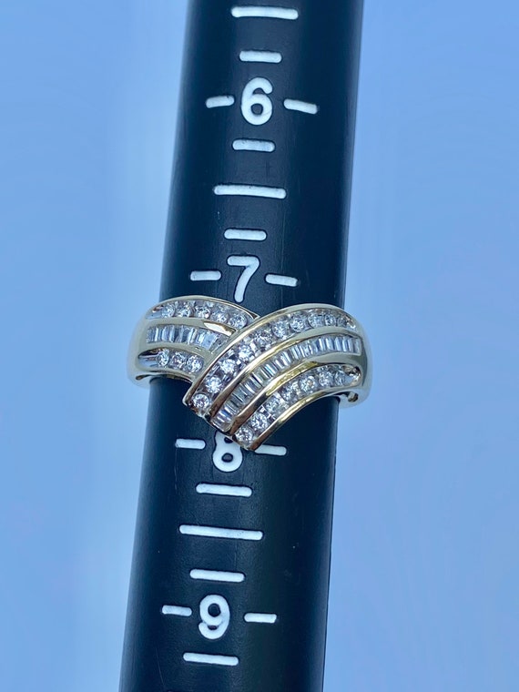 Natural Diamond Cocktail Ring / Baguette Genuine … - image 9