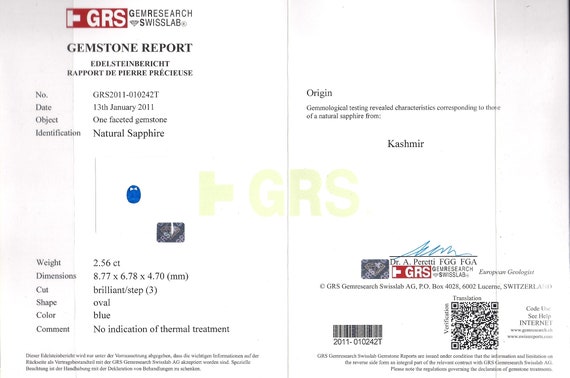 GRS Certified 2.56 Carat No Heat Kashmir Blue Sap… - image 8