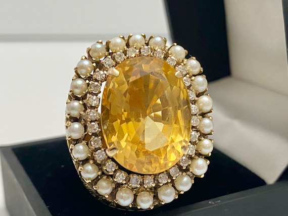 Retro Era Womens Ring / Antique 15 carat Citrine … - image 2