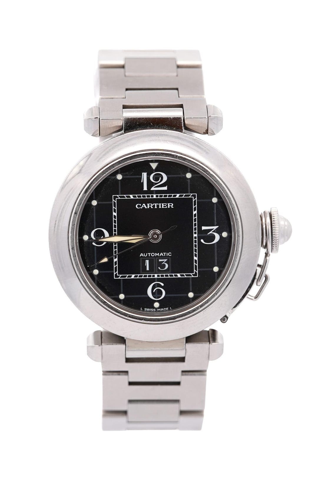 Cartier Pasha 2475 Black Dial Automatic 35mm Watch With Box and