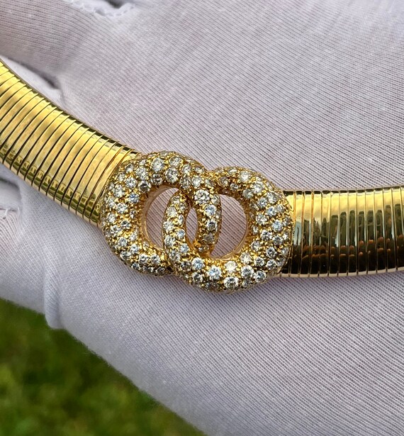 Natural Diamond Choker 18k Solid Yellow Gold, Int… - image 5