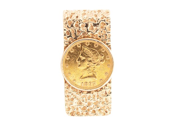 14K Gold Money Clip / U.S. Mint Gold Coin Money C… - image 1