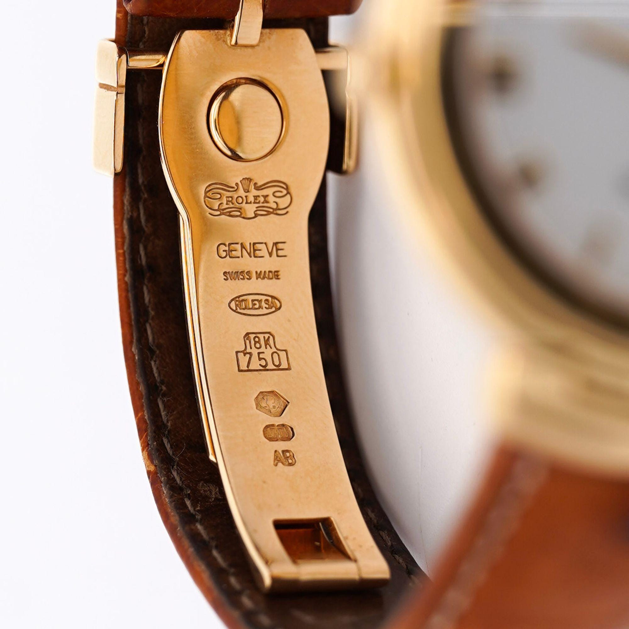 Vintage Rolex Cellini 37mm Dial Ref 6623 18K Yellow Gold and