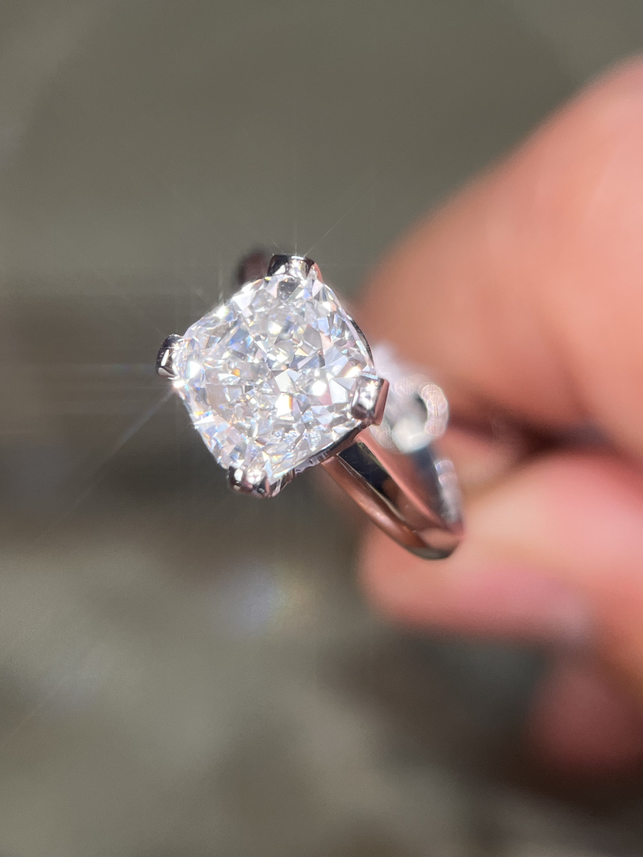 4.05 Carat Cushion Cut F Color VS1 Clarity Lab Grown Diamond