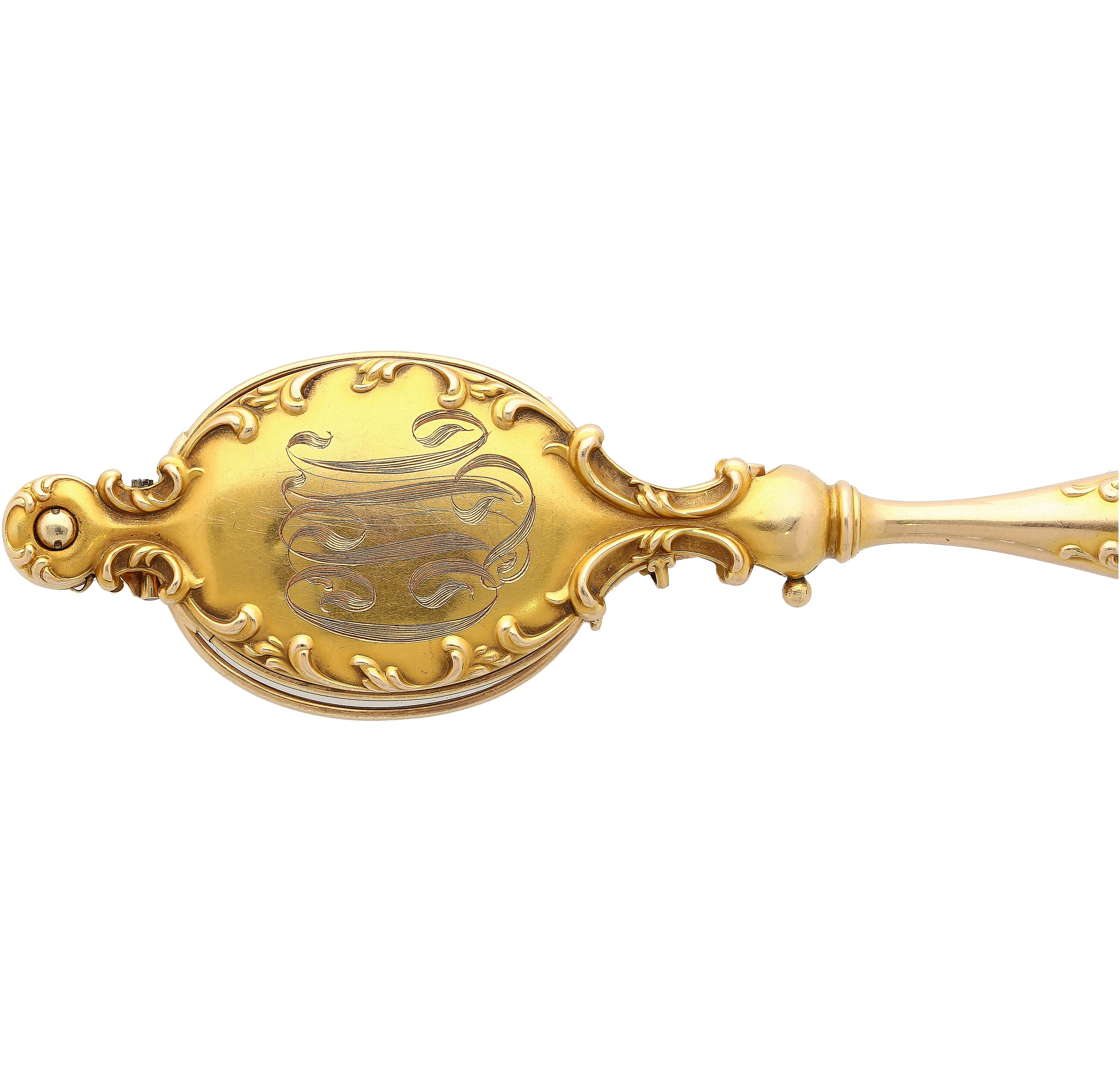 Vintage Retro Era Lorgnette Glasses With 14K Yellow Gold
