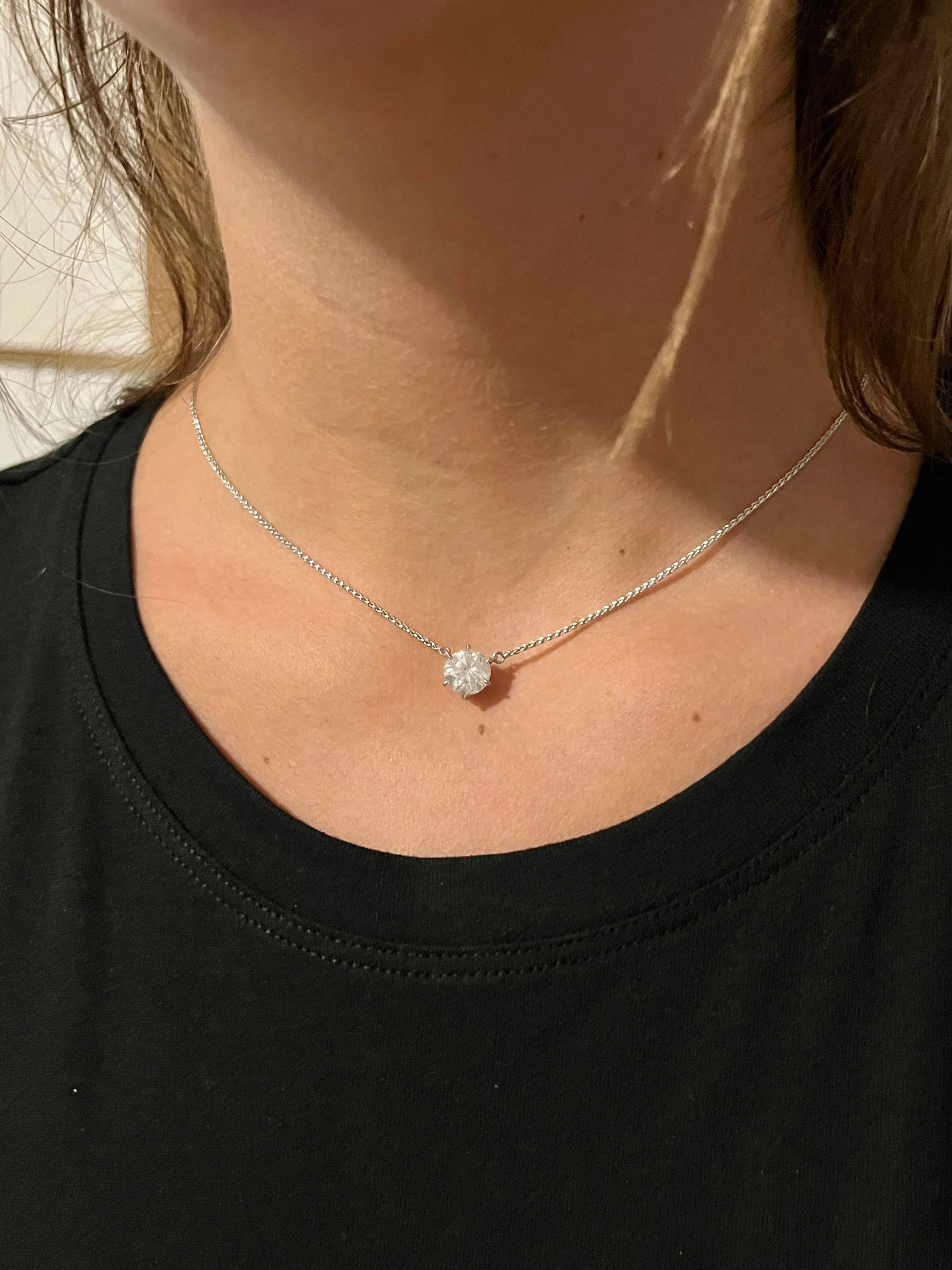 Diamond Solitaire Pendant in 14K White Gold | Helzberg Diamonds