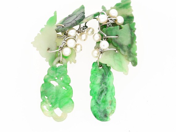 Jade Earrings, Antique Jade Earrings, Dangle Jade… - image 4