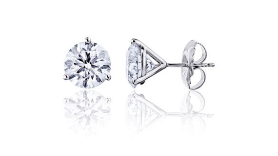 9mm Round 3ct Each CVD Lab Grown Diamond Stud Earring in 14k 9mm Round 3ct Each CVD Lab Grown Diamond Stud Earring in 14k