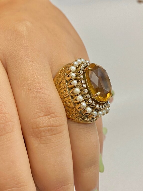 Retro Era Womens Ring / Antique 15 carat Citrine … - image 9