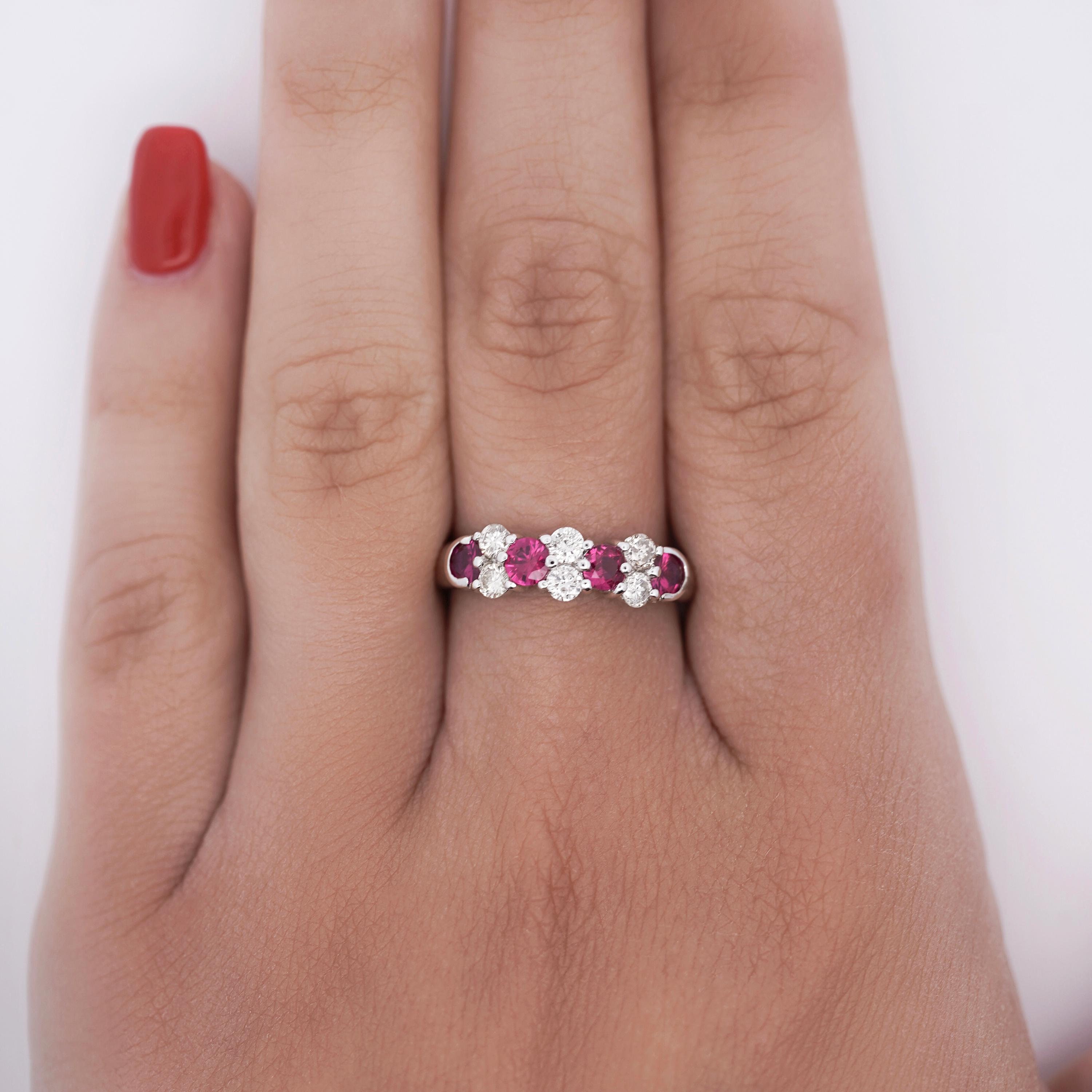 Natural 0.77 Carat Round Brilliant Cut Rich Red Ruby and