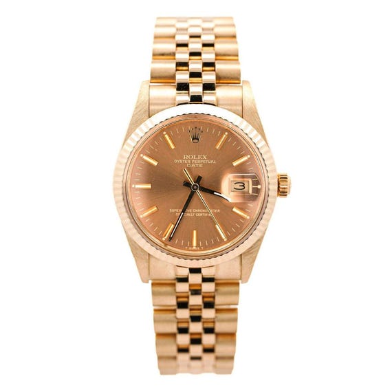 Vintage Rolex OP Date Ref 1503 Fluted on Jubilee 34mm 14k Gold