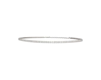 7.5 Carat Round-Cut Diamond Adjustable Choker Necklace 16-18" in 14K White Gold / Half Eternity Round Diamond Tennis Necklace Choker