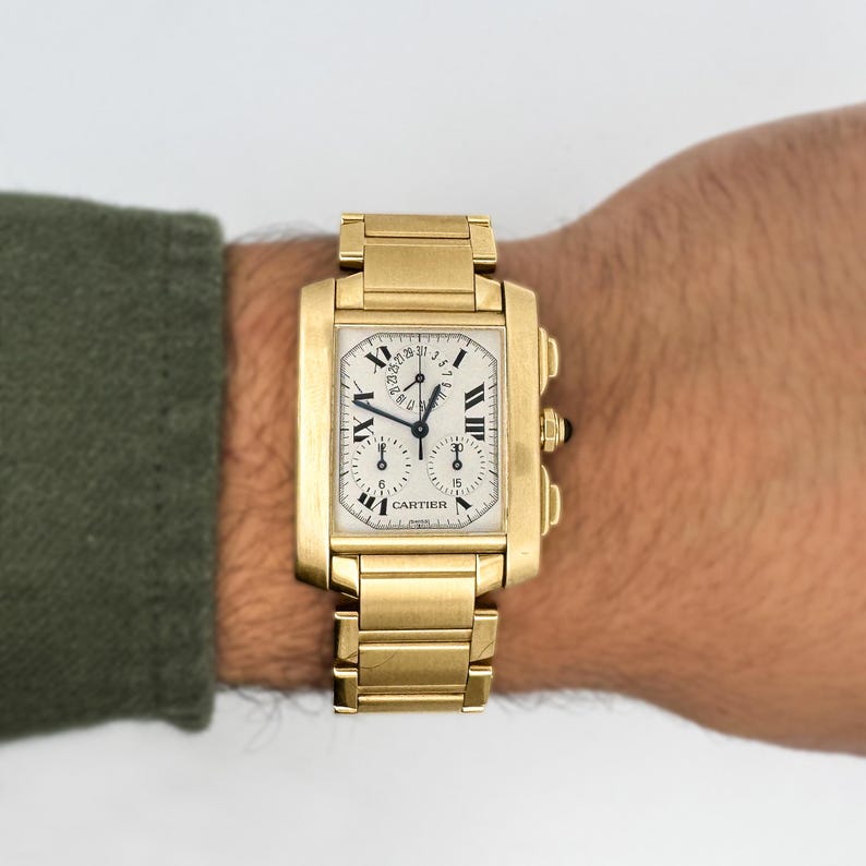 Cartier Tank Française 1830 Chronograph 18k Gold Watch
