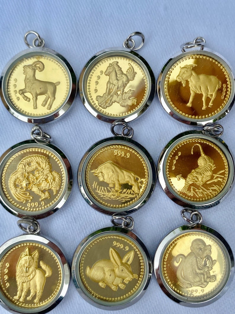 24k Gold Zodiac Pendant / 24k Pure Gold Chinese Zodiac Pendant Etsy