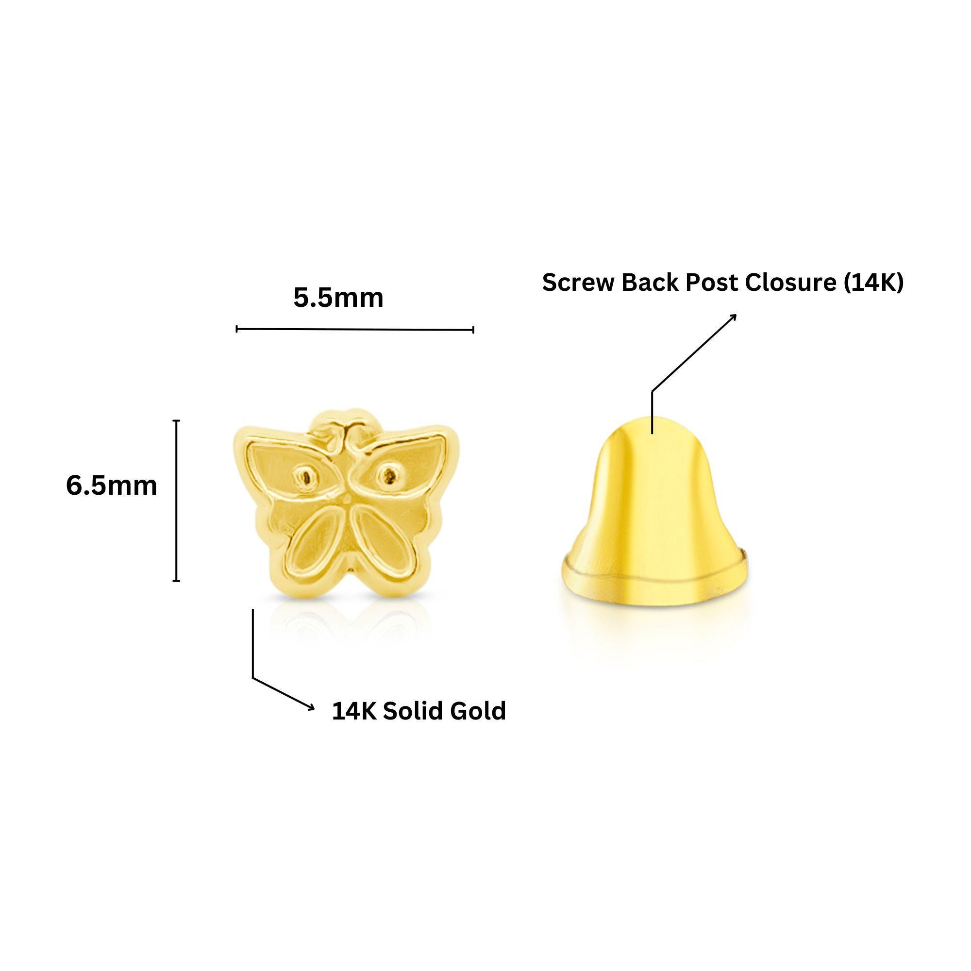 Orecchini A Bottone In Oro Giallo 14k Con Cubic Zirconia AAA - Chiusura A Vite, 6 Mm, Disponibili In 12 Colori, In Scatola Regalo - 2