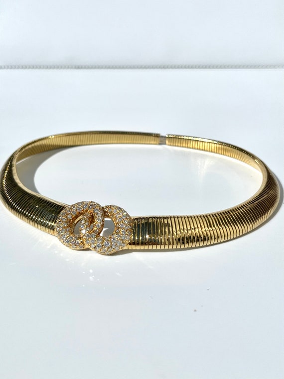 Natural Diamond Choker 18k Solid Yellow Gold, Int… - image 8