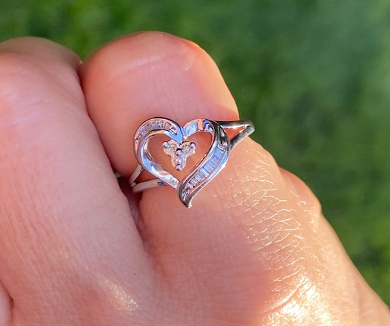 Natural Diamond Heart Shape Pinky Ring, Heart Shape Diamond Pinky