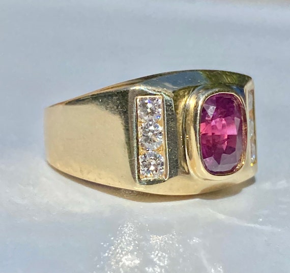 Mens Cushion Cut Ruby Ring, Unisex natural ruby ring,… - Gem