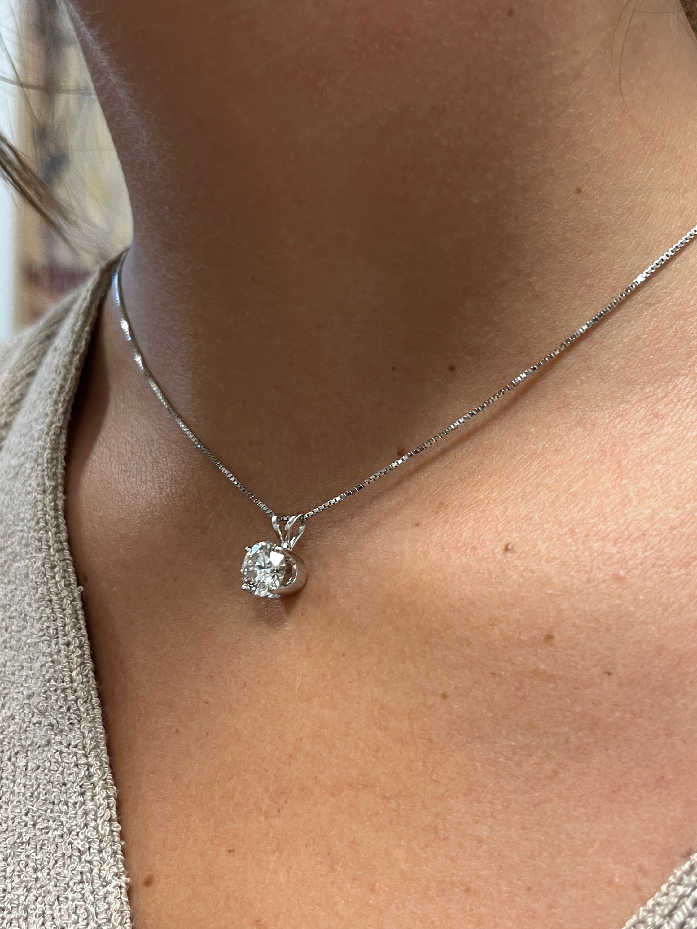 2.09 Carat Round Cut Lab Grown CVD Diamond Solitaire Pendant in