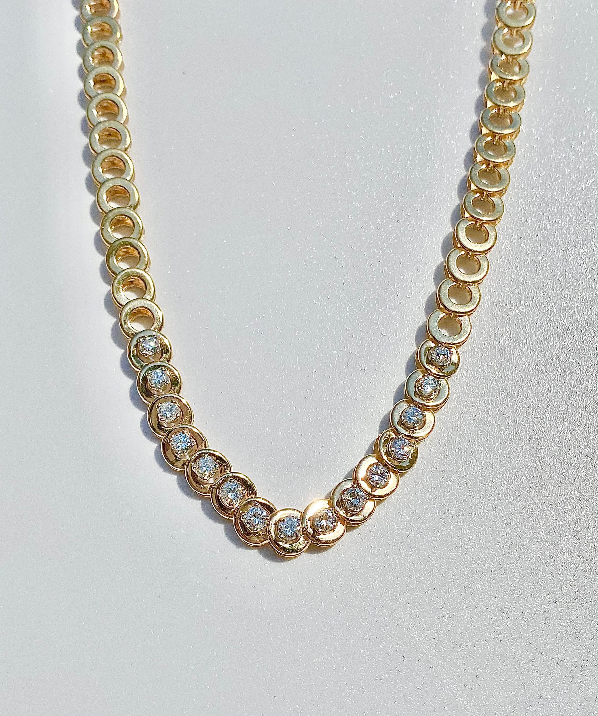 14k Solid Gold Choker 16 inch Necklace Natural Diamond 14k Etsy
