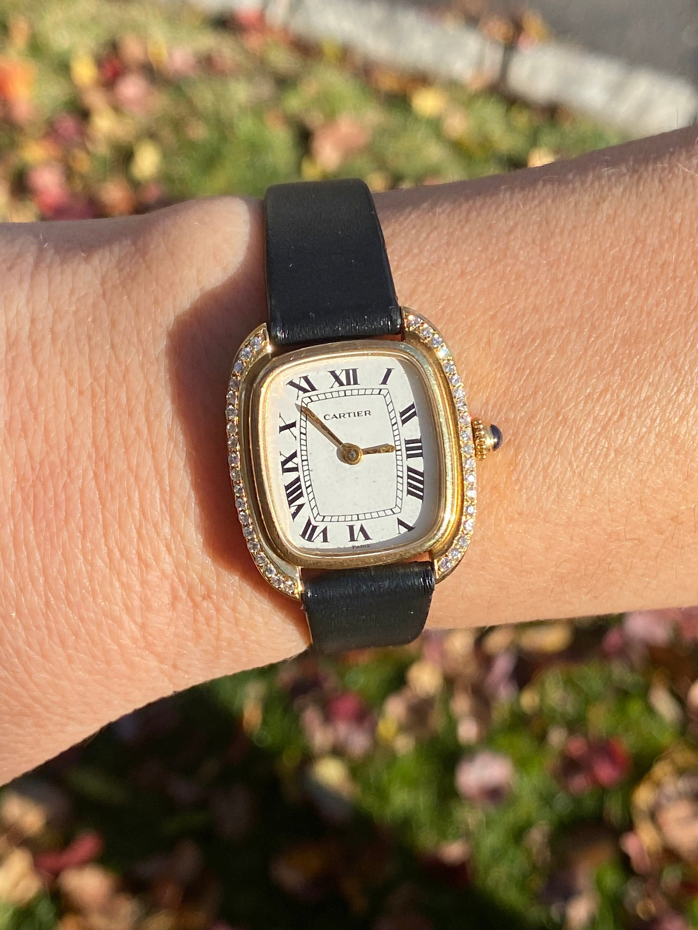 Ladies Vintage Cartier With Factory Diamond Bezel Ladies Etsy