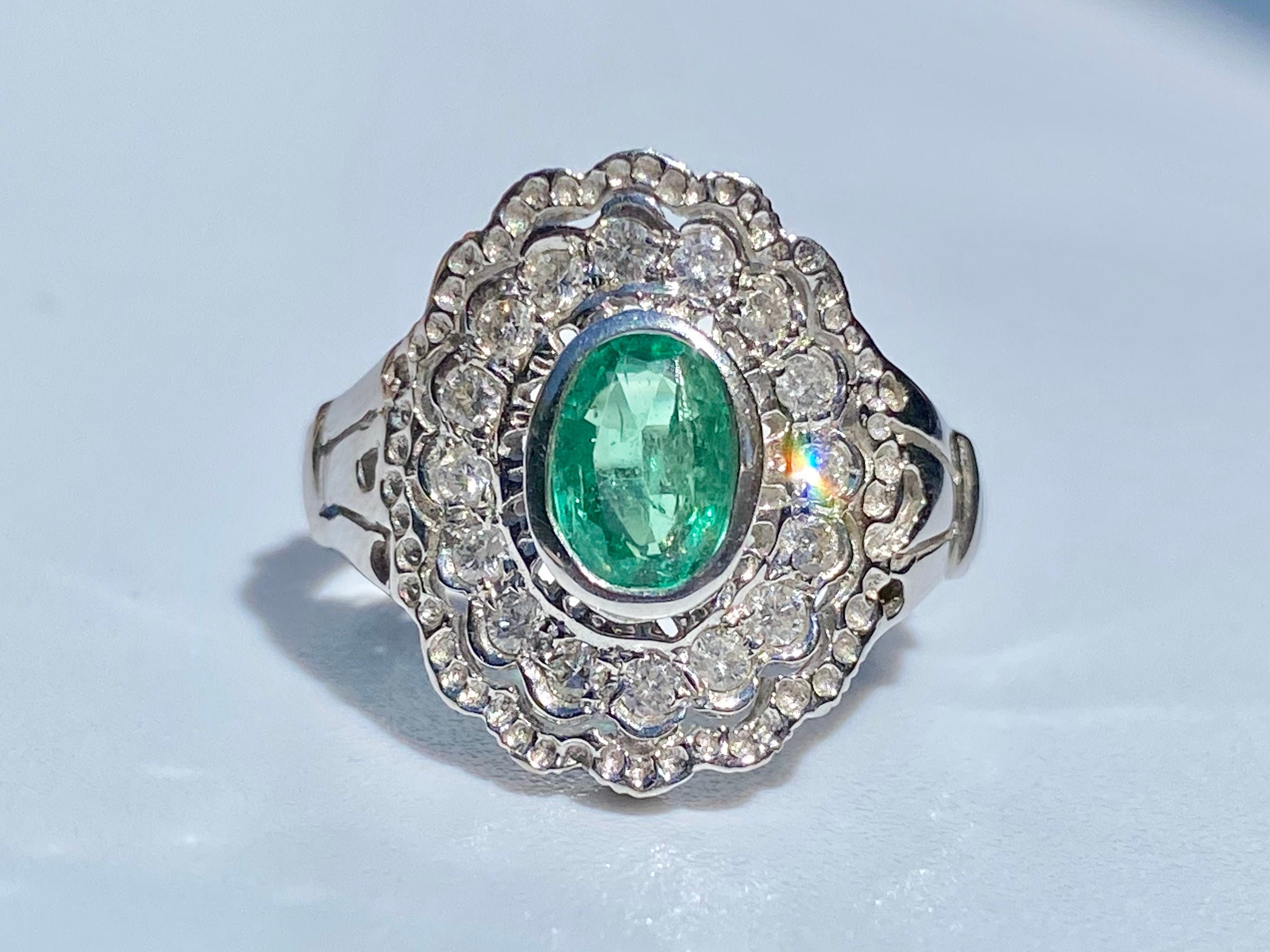 Art Deco Natural Emerald ring Vintage Natural Emerald Ring | Etsy