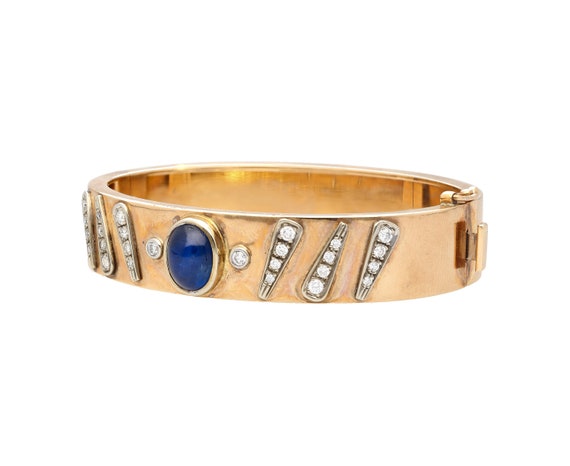 14K Rose Gold Backrach Signed Sapphire and Diamon… - image 7