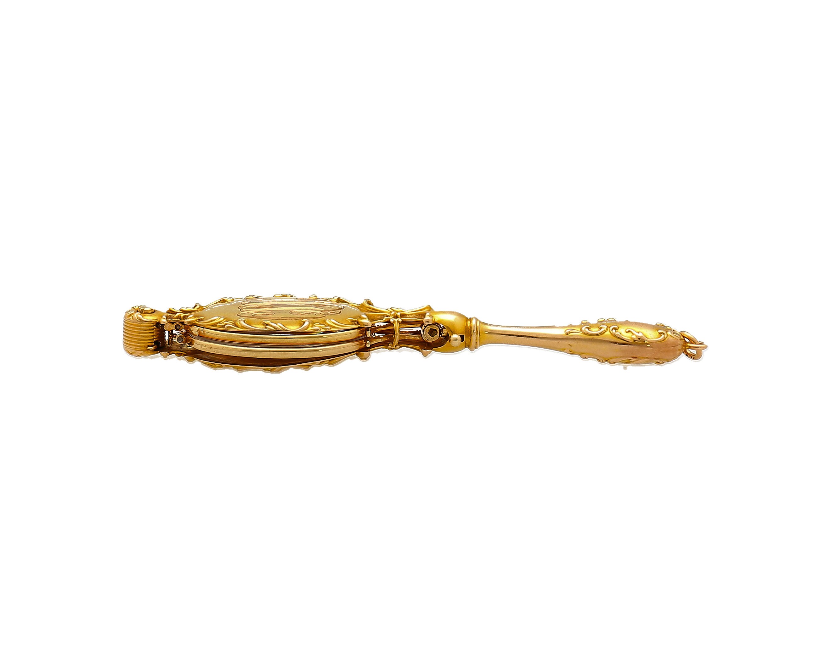 Vintage Retro Era Lorgnette Glasses With 14K Yellow Gold