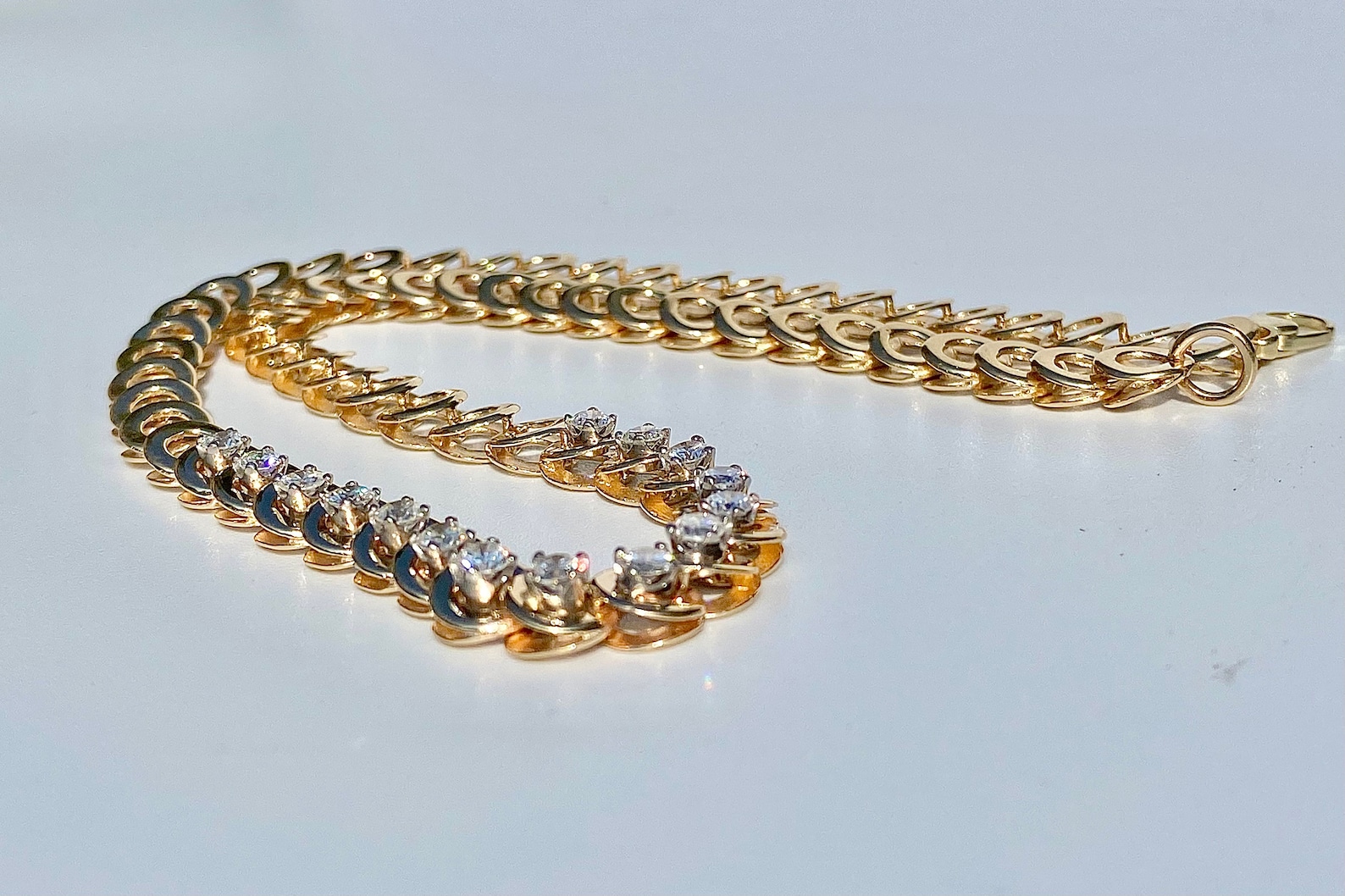 14k Solid Gold Choker 16 Inch Necklace Natural Diamond 14k Etsy