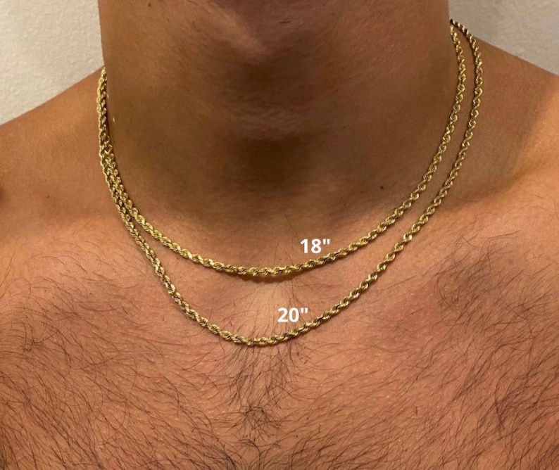 14k Solid Gold 3mm 1822 Inch Rope Chain 14k Solid Yellow Etsy