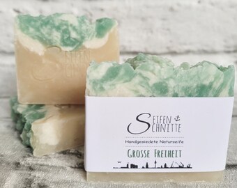 Natural soap/soap "Grosse Freiheit" (Gingko-Lime) 90g, vegan, palm oil-free, handmade