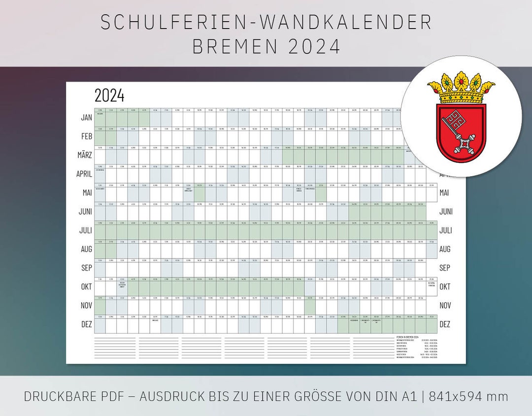 Bremen School Holidays & Public Holidays 2024 Chic Wall Etsy