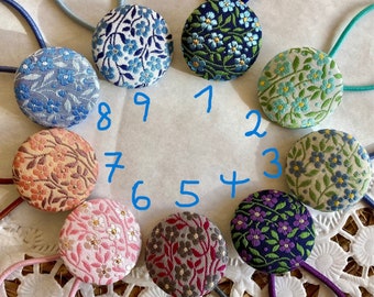Hair tie fabric button woven band forget-me-not 9 colors Hair tie forgetmenot 9 colors fabric covered button