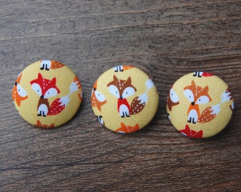 Knopf ..Fuchs...Füchse..Stoffknopf 28 mm Fabric Button Fox Foxes Fabricbutton