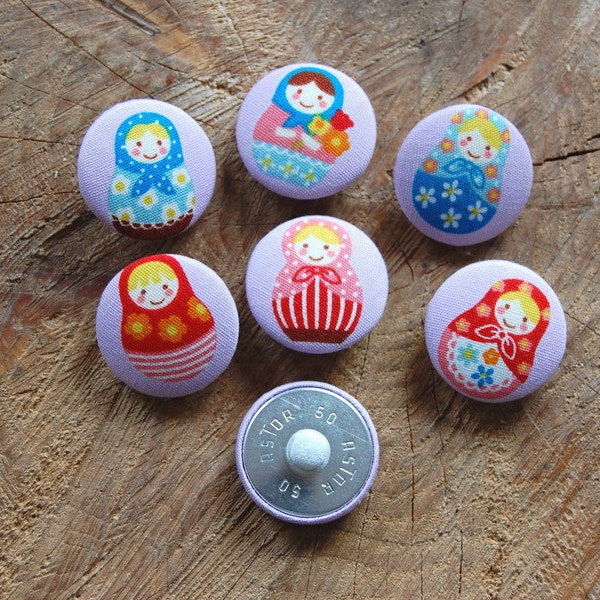 Fabric button..matryoshka..matrioschka 32 mm lilac button fabric covered button matryoshka russian doll violet