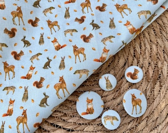 Button fabric button Acufactum animal children blue two different sizes fabric covered Buttons Blue