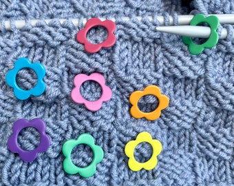 Stricken 8er Set Maschenmarkierer  Blume Blüte 8 Farben Stitch marker set of 8 knitting flower metal