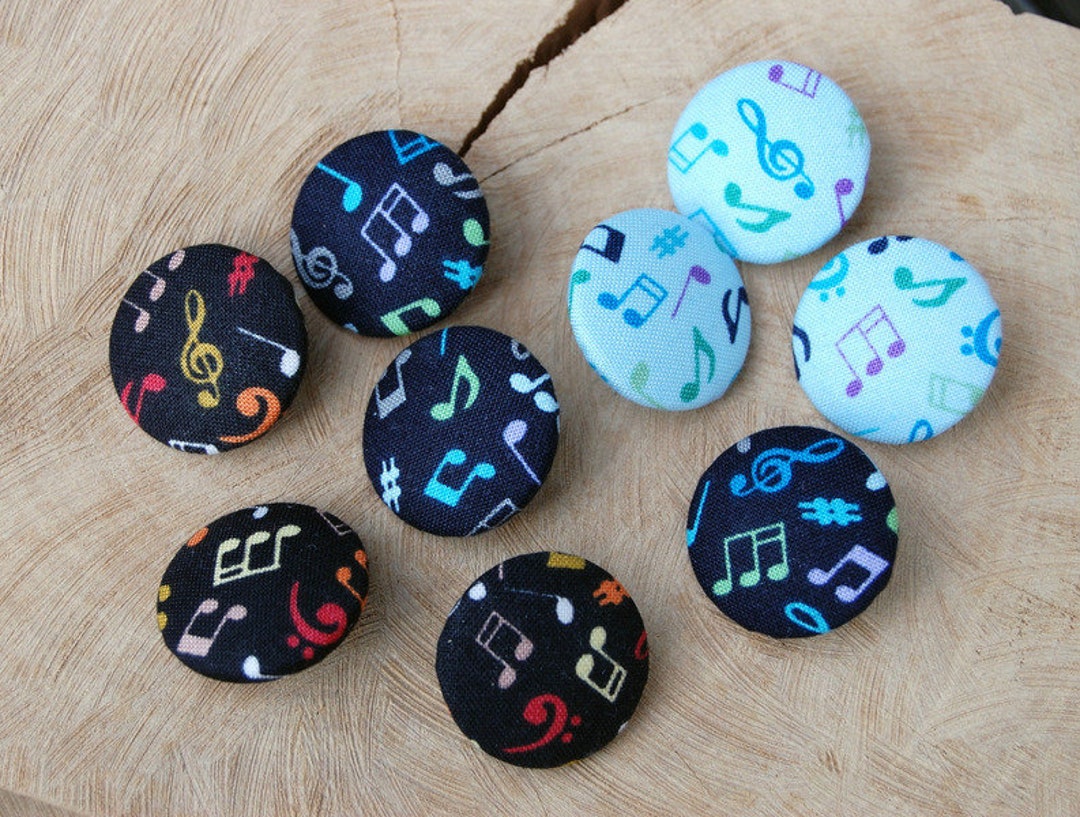 Music Button Pattern Music Button, Musical Notes, Blue/black, Fabric Button, 28 Mm - Etsy UK