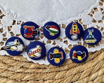 Button Fabric Button 28mm Airplane Helicopter Rocket Zeppelin Ufo fabric covered button plane helicopter plane