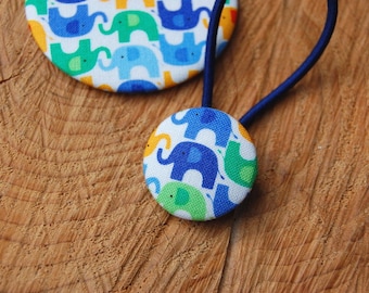 Hair gum.. Elephants.. Elephant... Fabric Knob 28 mm