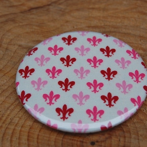 Taschenspiegel mit Stoff bezogen.. Lilie...Fleur de Lys.. Spiegel...Pocket mirror Lily fabric Bild 1