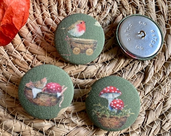 Fabric Button Button Fabric Acufactum Nut Nutshell nutshell fabric covered button