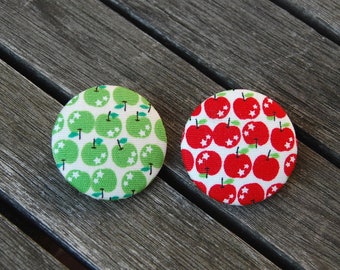 Knoopappel kleine appels groen of rood 32 mm .. Stoffen knop ... stof bedekte knoop appels mini groen rood