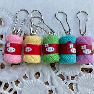 Set of 5 stitch markers, wool, ball of wool, safety pin, stitch marker set of 5 yarn knitting wool image 3