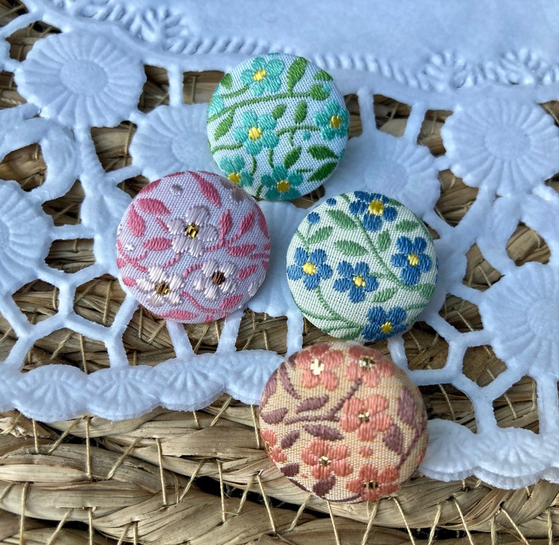 Fabric button forget-me-not 3 colors 20.5 mm fabric covered button fabric covered button forgot-me-not 4 colors image 1