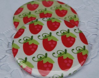 Taschenspiegel stoffbezogener Spiegel Erdbeere Erdbeeren Riley Blake weiss  oder grün pocket mirror strawberries