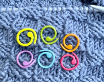 Stricken 6er Set Maschenmarkierer offen Spirale   Stitch marker set of 6  knitting