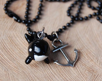 Ball chain Orca whale chain anchor anchor whale ballchain