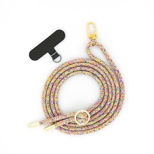 Universele mobiele telefoonketting met karabijnhaak en optioneel met patch om op te hangen met verwisselbaar koord mobiele telefoonriem om te wisselen